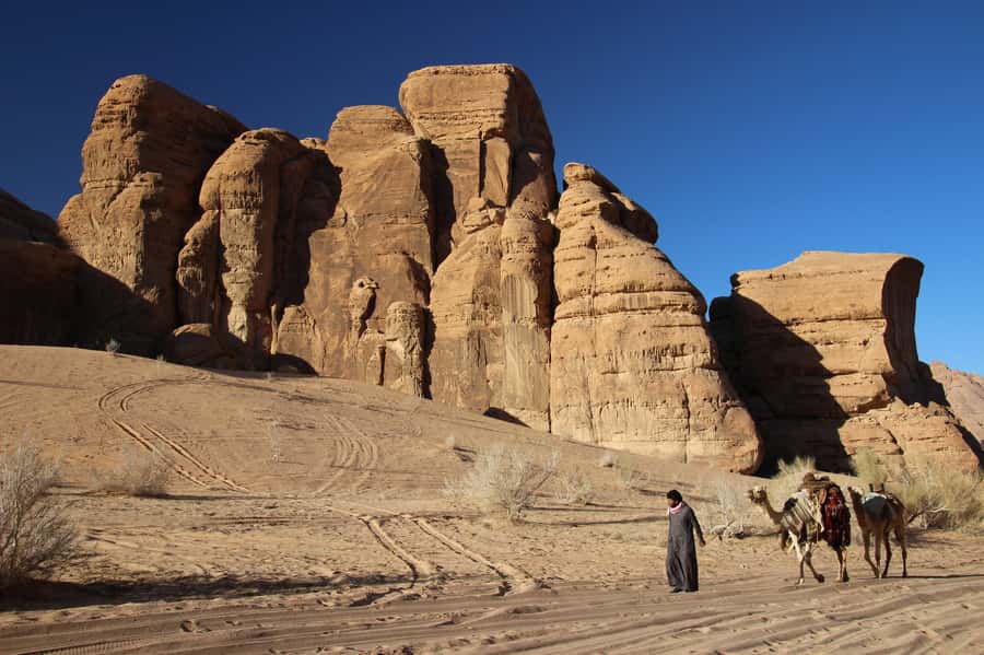 From Wadi Rum: Camel Ride Experience with Tea and Guide - Mounting camels in Wadi Rum, where safety meets comfort