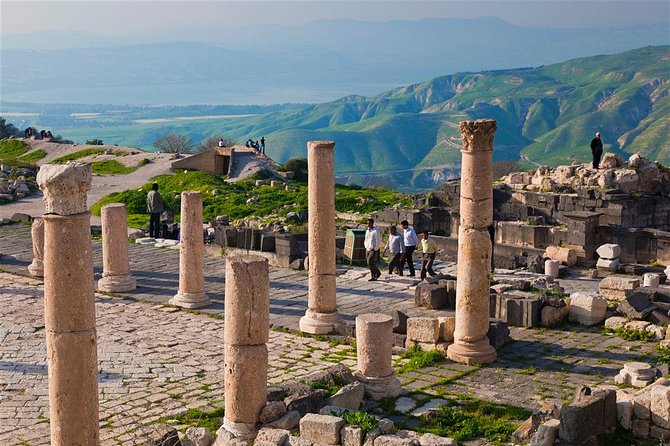 Full-Day Tour: Umm Qais, Jerash, and Ajloun from Amman - Umm Qais (Gadara) ruins, theaters, and the Golan Heights look