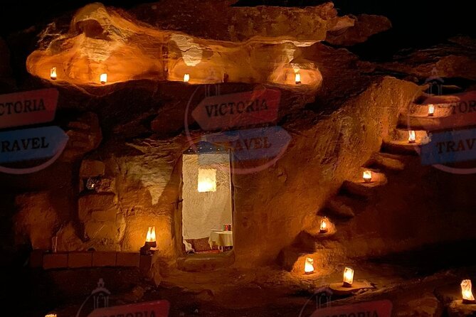 Private Outdoor bedouin Dinner in Petra - Little Petra Siq Albared: carvings, reservoirs, banquet halls, and one painted fresco