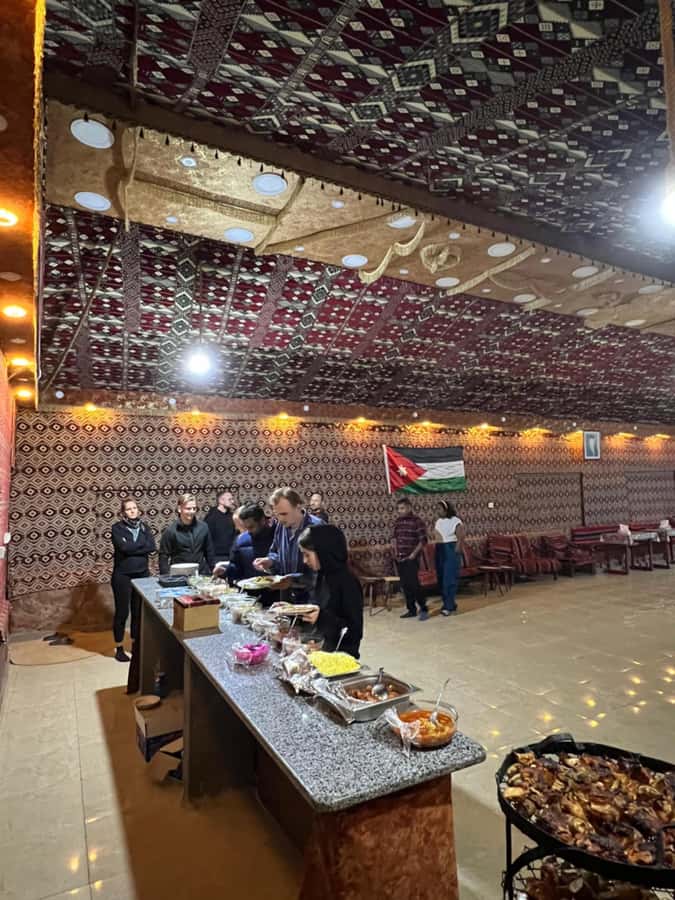 Wadi Rum: 1-Night Jeep Tour with Dinner and Breakfast - Morning breakfast with mountain views